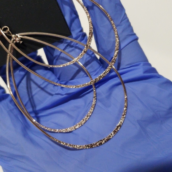 Gold tone Polished Textured Double Hoops 3.25-in drop Earrings - Women's Jewelry - Picture 11 of 11